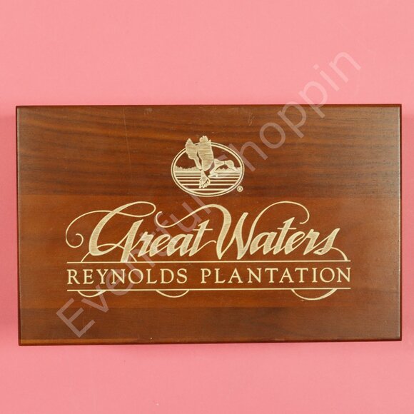 Great Waters Reynolds Plantation Lake Oconee Golf Odds And Ends Wood Box Brown - Picture 2 of 7